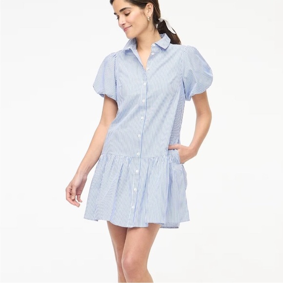 J. Crew Dresses & Skirts - J.CREW Women's Short Sleeve Dress Size 12, Striped Cotton NWT
